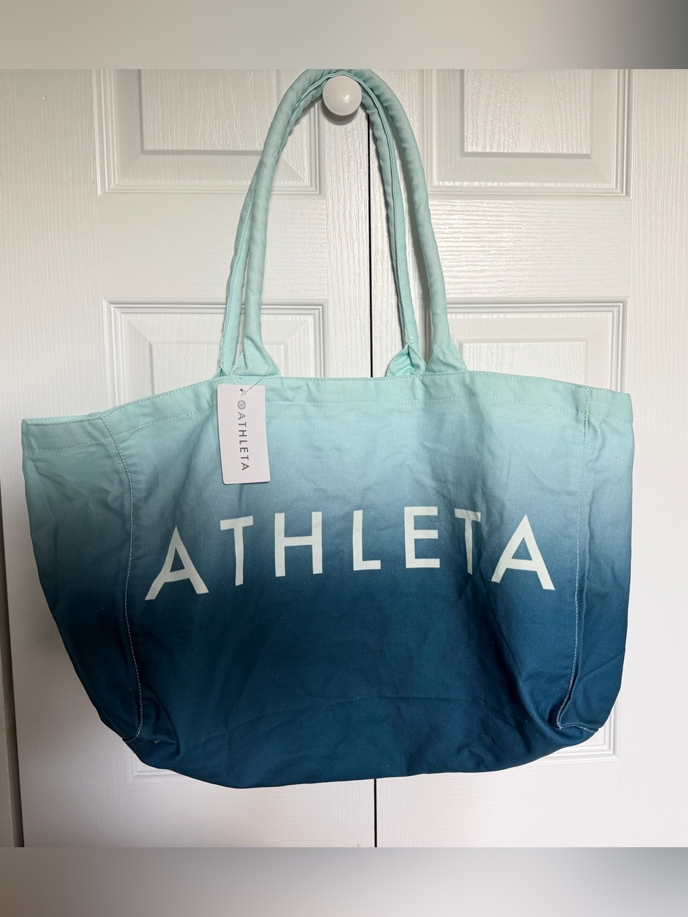 Athleta Ombre Teal to Navy Canvas Tote